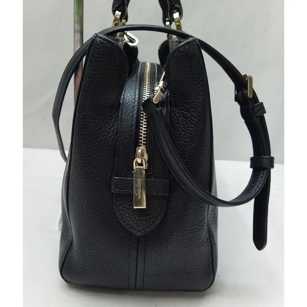 Kate Spade New York Black Leather Double Handles Zipper Closure Satchel Bag